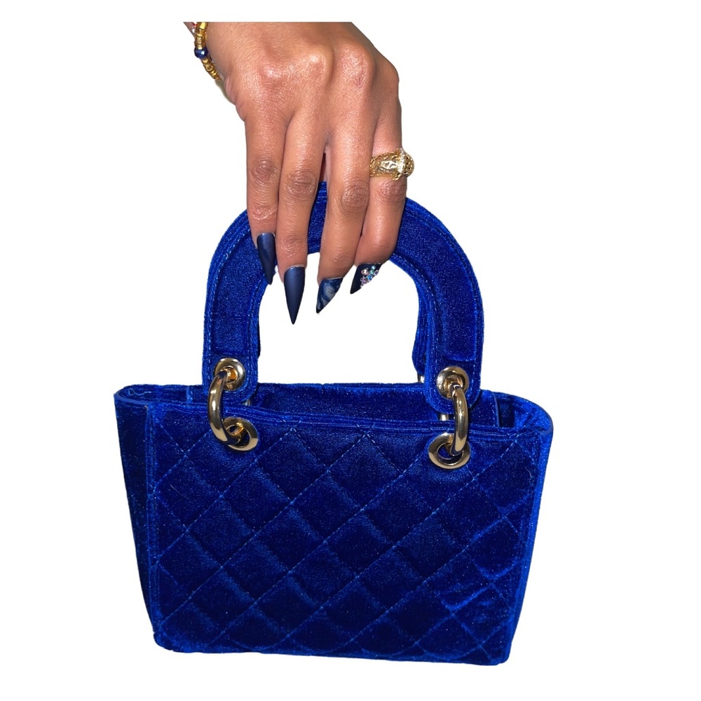 blue velvet mini bag